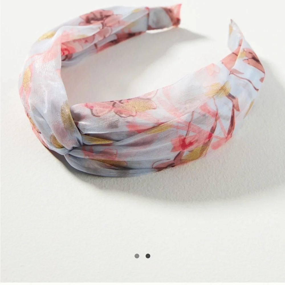 Anthropologie Floral Twist Headband in Light Blue, Pink & Gold NWOT - Picture 4 of 5